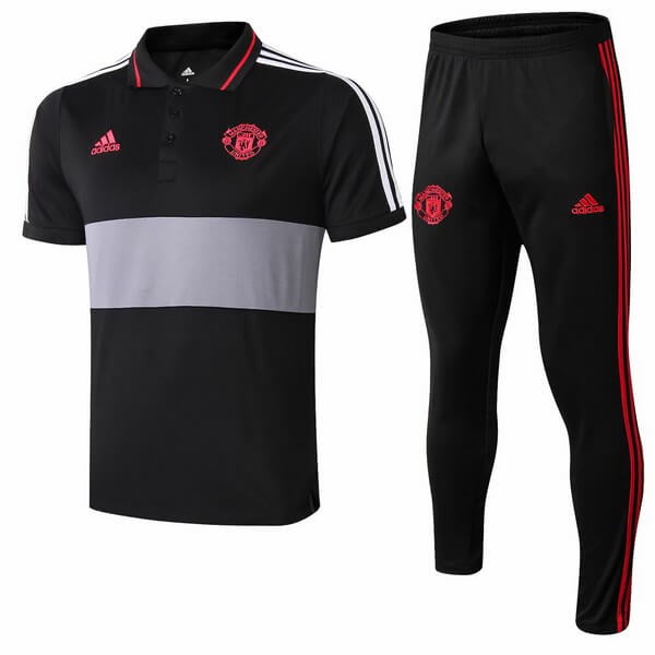 Polo Conjunto Completo Manchester United 2018/19 Negro Gris